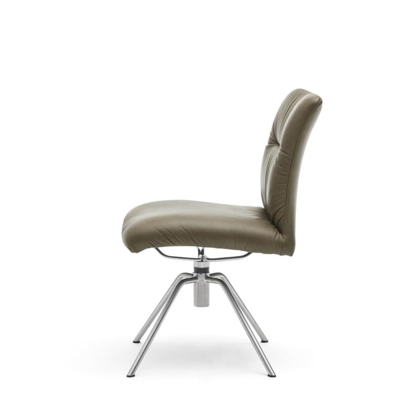 Musterring Helmond 6600 Drehstuhl Leder Granada moss Rundrohr Edelstahl matt Freisteller Seitenansicht