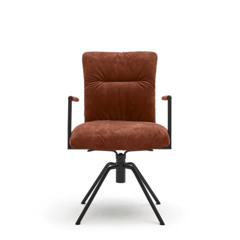 Musterring Helmond 6620 Drehstuhl Velours Adore copper Rundrohr Edelstahl schwarz Freisteller frontal