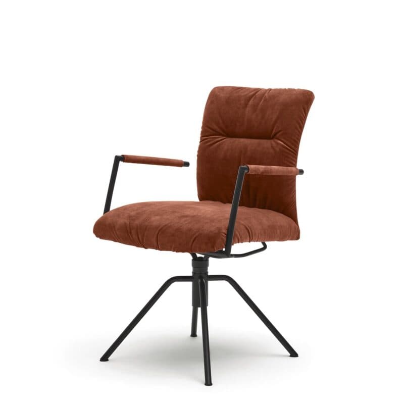 Musterring Helmond 6620 Drehstuhl Velours Adore copper Rundrohr Edelstahl schwarz Freisteller schräg