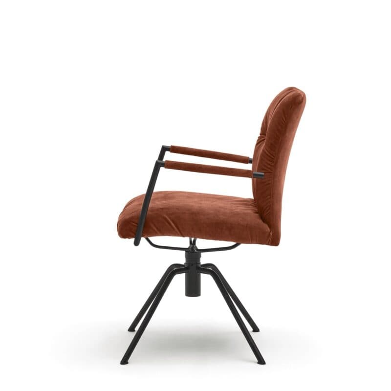Musterring Helmond 6620 Drehstuhl Velours Adore copper Rundrohr Edelstahl schwarz Freisteller Seitenansicht