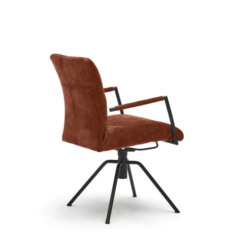 Musterring Helmond 6620 Drehstuhl Velours Adore copper Rundrohr Edelstahl schwarz Freisteller von hinten