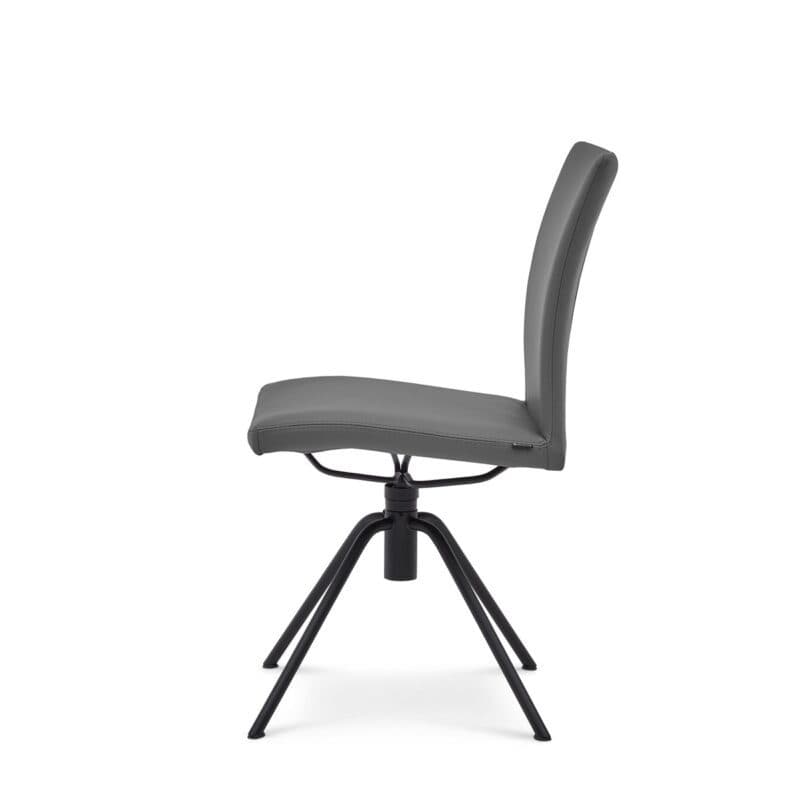 Musterring Helmond 6700 Drehstuhl Leder Toledo anthrazit Rundrohr Edelstahl schwarz Freisteller Seitenansicht