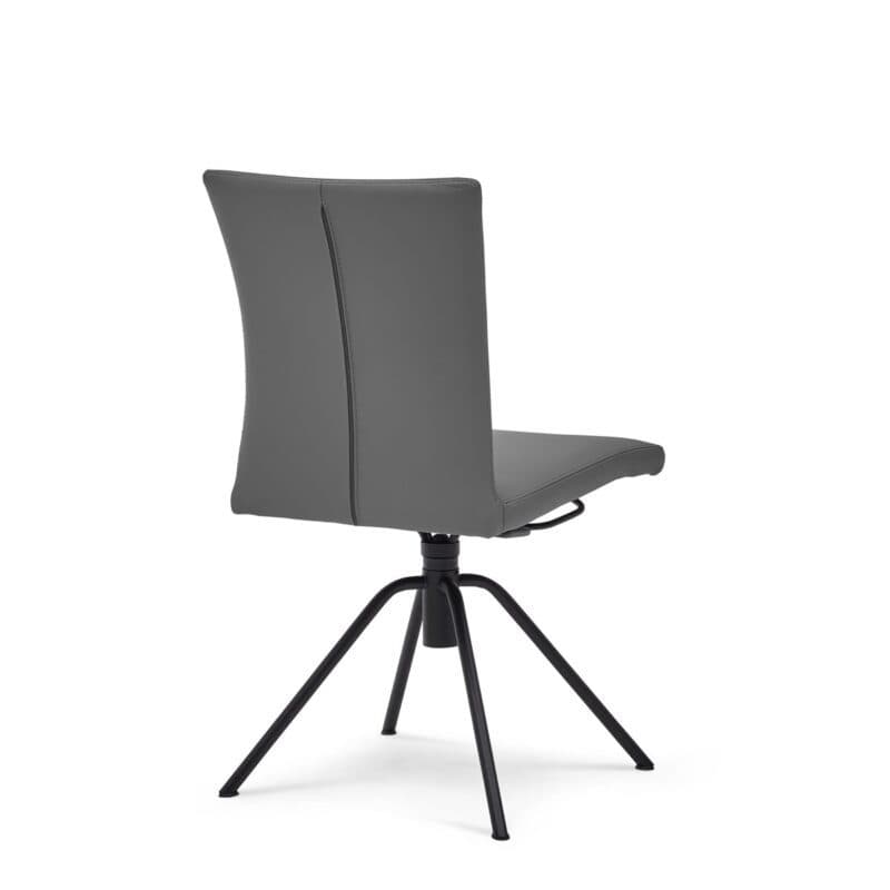 Musterring Helmond 6700 Drehstuhl Leder Toledo anthrazit Rundrohr Edelstahl schwarz Freisteller von hinten