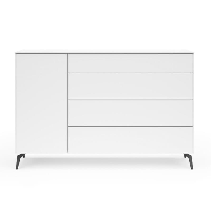 Musterring Riverside Sideboard Breite 169 cm ice white matt Metallfüße schwarzgrau Freisteller frontal