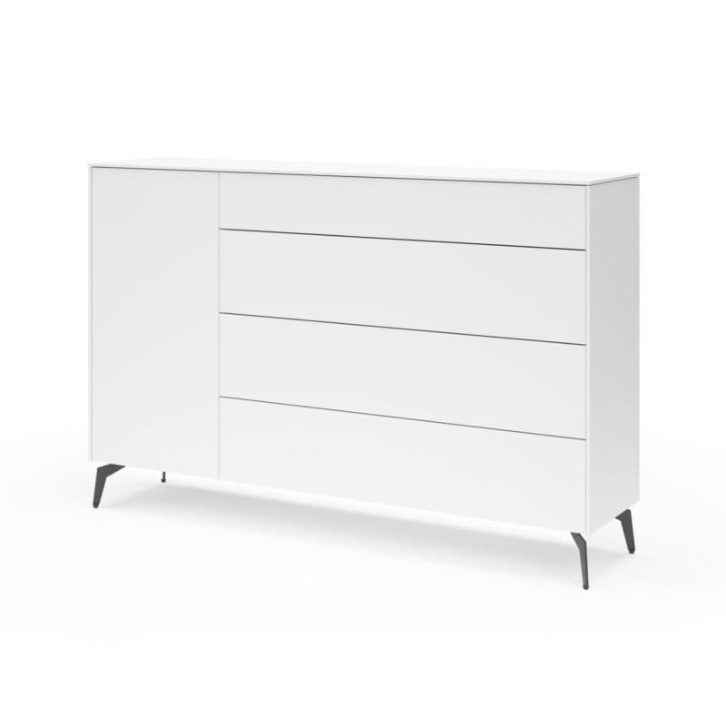 Musterring Riverside Sideboard Breite 169 cm ice white matt Metallfüße schwarzgrau Freisteller schräg