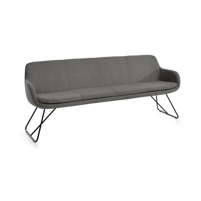 Musterring Tavia Polsterbank Breite 180 cm Bezug Florida grey Schlittengestell Eisen schwarz Freisteller schräg
