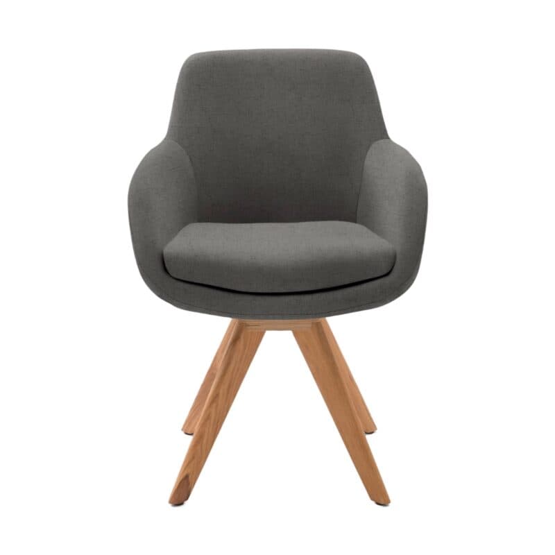 Musterring Tavia Schalensessel Bezug Florida grey Stativgestell Wildeiche massiv Freisteller frontal