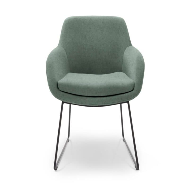 Musterring Tavia Schalensessel Bezug Florida aqua Schlittengestell Eisen schwarz Freisteller frontal