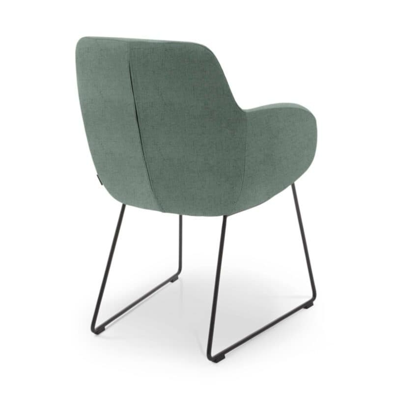 Musterring Tavia Schalensessel Bezug Florida aqua Schlittengestell Eisen schwarz Freisteller von hinten