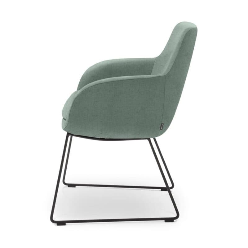 Musterring Tavia Schalensessel Bezug Florida aqua Schlittengestell Eisen schwarz Freisteller Seitenansicht