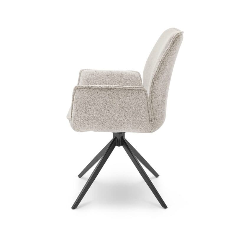 Musterring Tiama Armlehnstuhl Boucle Alpine champagne Stativgestell Eisen schwarz Freisteller seitlich