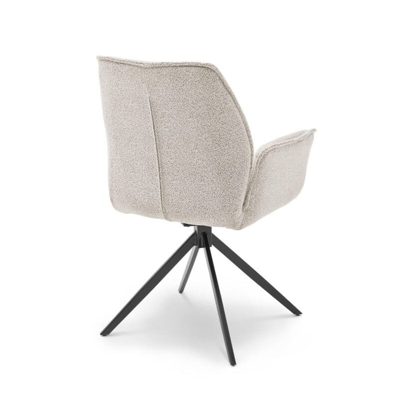 Musterring Tiama Armlehnstuhl Boucle Alpine champagne Stativgestell Eisen schwarz Freisteller von hinten
