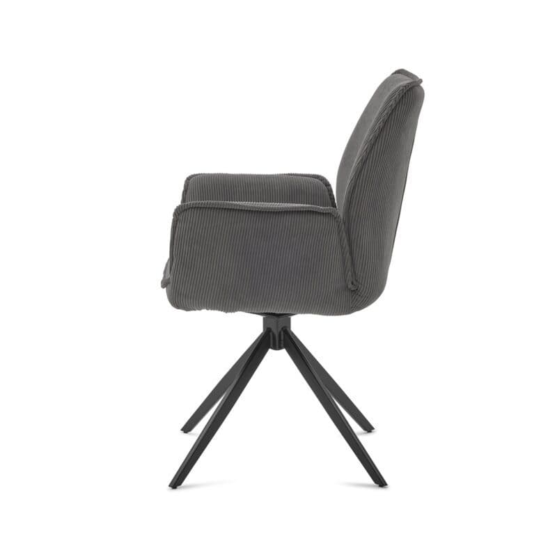 Musterring Tiama Armlehnstuhl Cord Rebel anthrazit Stativgestell Eisen schwarz Freisteller seitlich