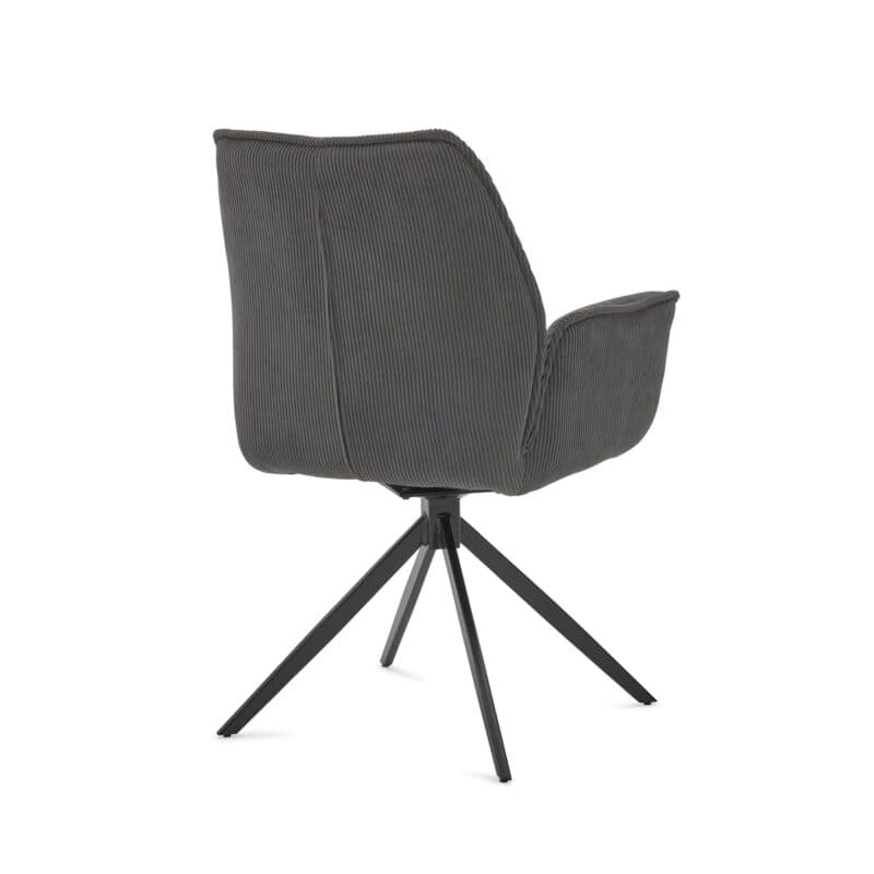 Musterring Tiama Armlehnstuhl Cord Rebel anthrazit Stativgestell Eisen schwarz Freisteller von hinten