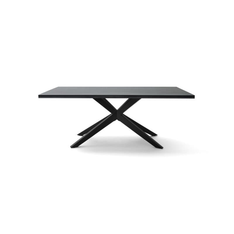 Musterring Tiama Esstisch Barock-Eiche schwarz gebürstet lackiert Sterngestell Eisen schwarz Freisteller frontal