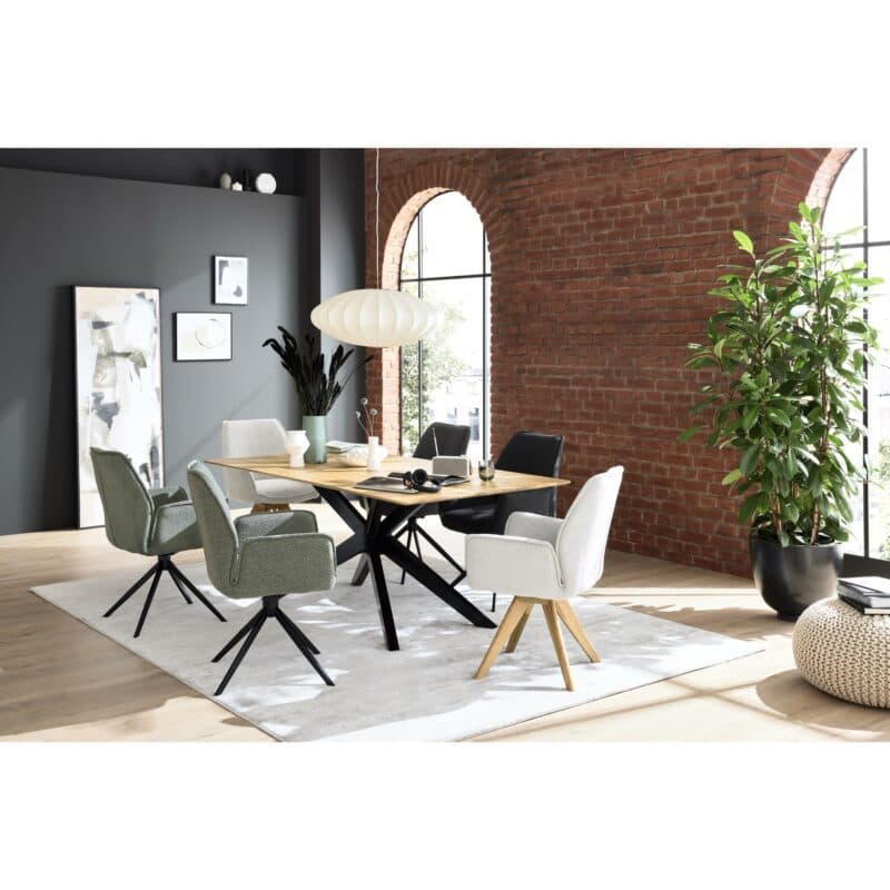 Musterring Tiama Sitzgruppe mit Esstisch in Barock-Eiche und verschiedenen Stühlen