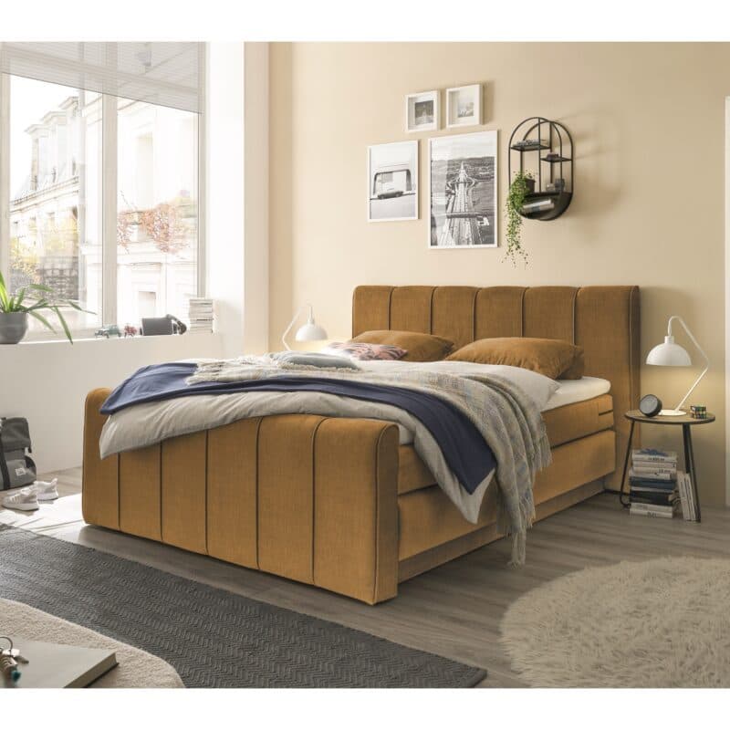 set one by Musterring Fairfield Boxspringbett Vogue amber Kopfteil 02 Box C Milieubild