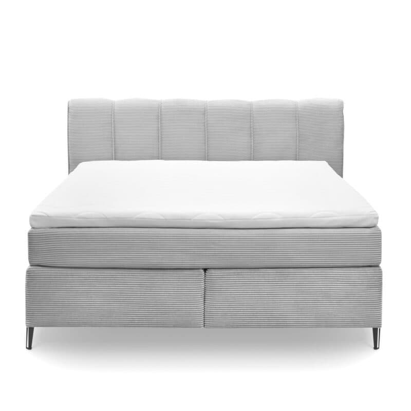 set one by Musterring Fairfield Boxspringbett Zoom dove Kopfteil 02 Box A Freisteller frontal mit Topper