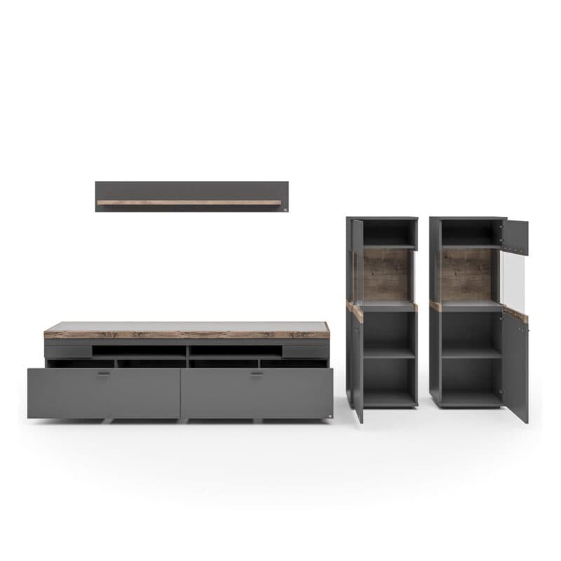 Set one by Musterring Lancaster Wohnwand in Anthrazit - offen