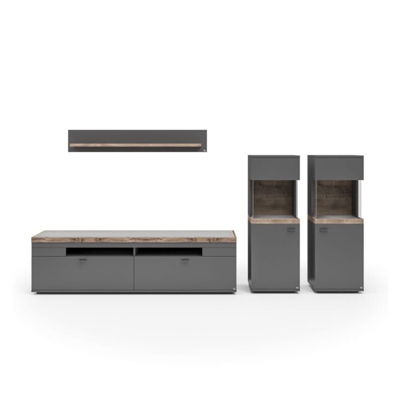 Set one by Musterring Lancaster Wohnwand in Anthrazit - frontal