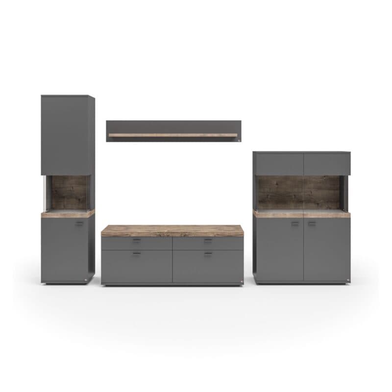 Set one by Musterring Lancaster Wohnwand Type 260 in Anthrazit, mit Türanschlag links - frontal