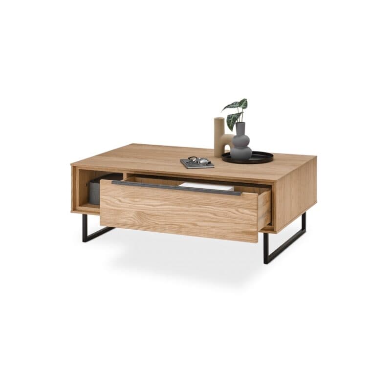 set one by Musterring Jackson Couchtisch mit Schublade und Fach, teilmassiv mit Kufen - offen