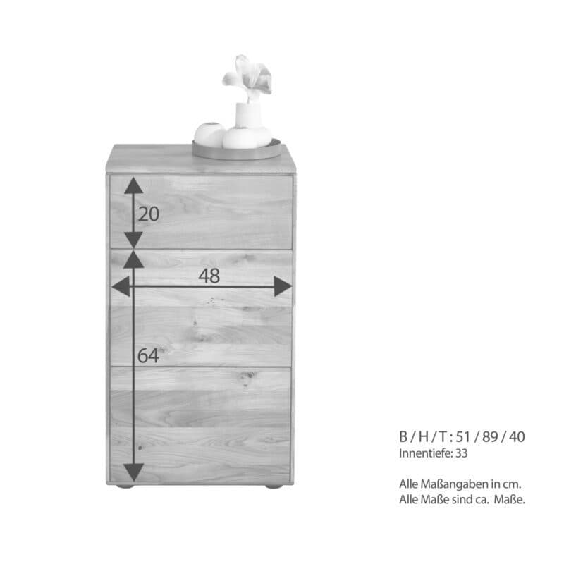 Liadomo Genf Kommode I mit 1 Tür und 1 Schubkasten, Maße.