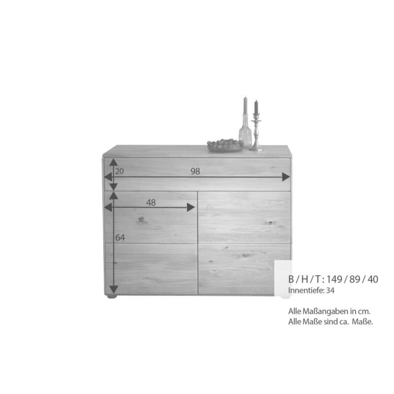 Liadomo Genf Kommode II mit 2 Türen und 1 Schubkasten, Maße.