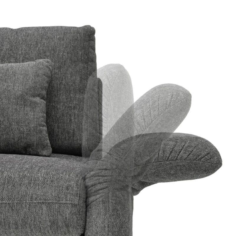 Trendstore Jorden Schlafsofa in Chenille dunkelgrau – Verstellung Armlehne