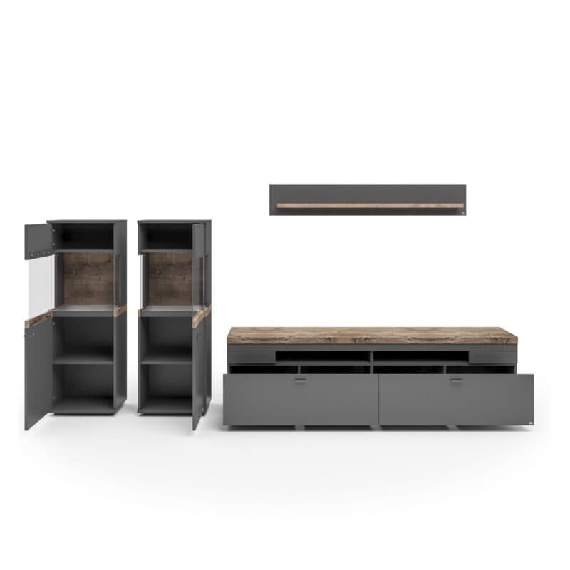 Set one by Musterring Lancaster Wohnwand in Anthrazit - offen