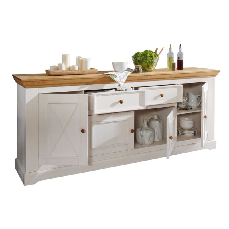 Liadomo Göteborg Sideboard I aus Kiefer massiv weiß gewachst.