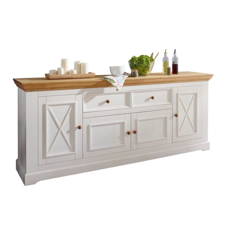 Liadomo Göteborg Sideboard I aus Kiefer massiv weiß gewachst.