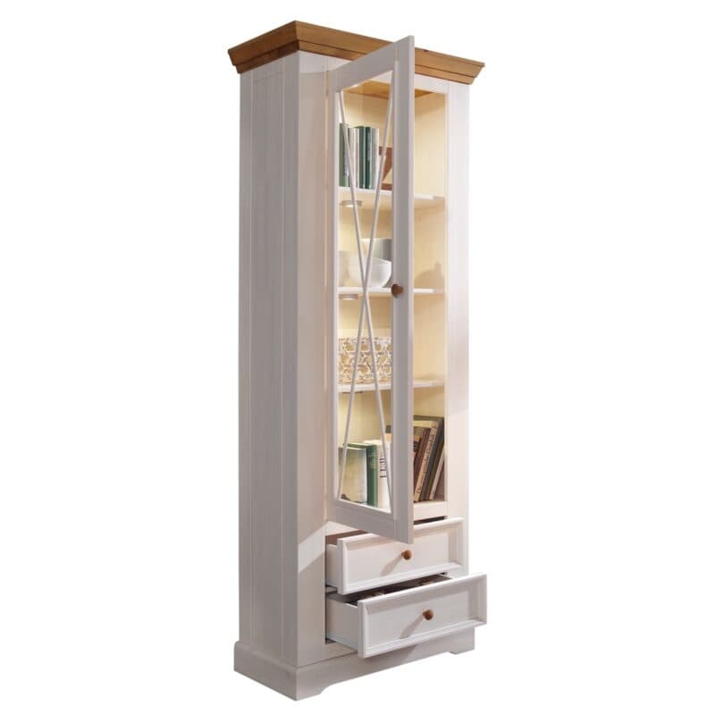 Liadomo Göteborg Vitrine I aus Kiefer massiv weiß gewachst.