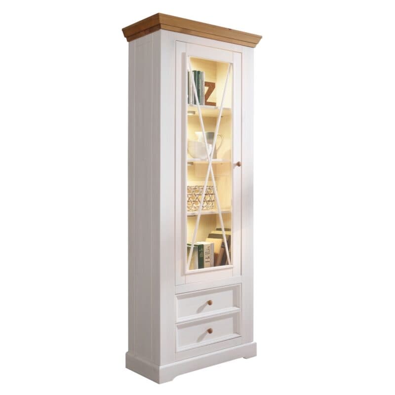 Liadomo Göteborg Vitrine I aus Kiefer massiv weiß gewachst.