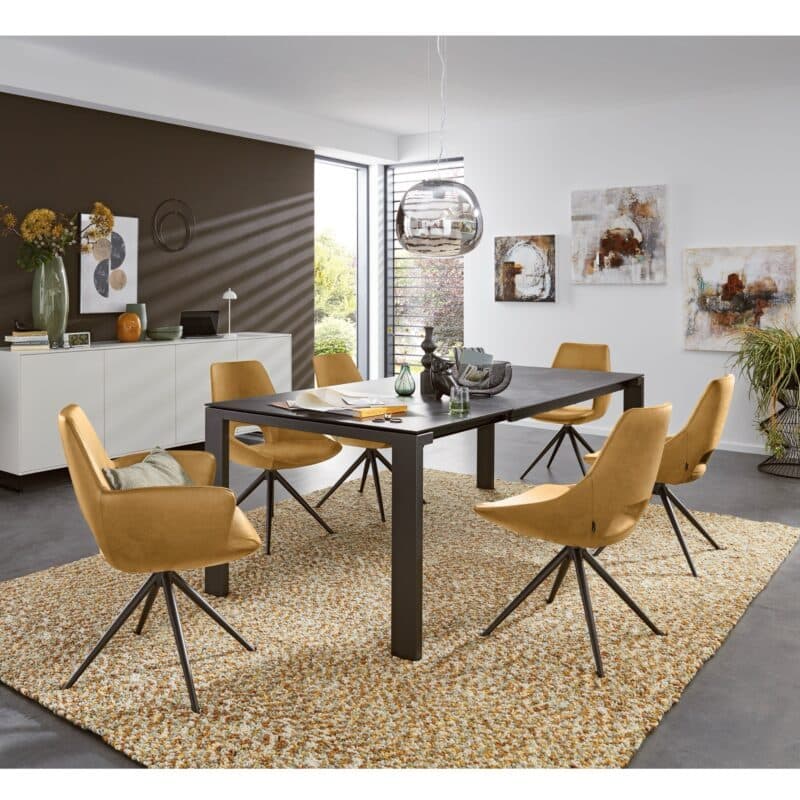 Musterring Navarra rechteckiger Ausziehtisch mit Platte aus Dekton - Wohnbeispiel