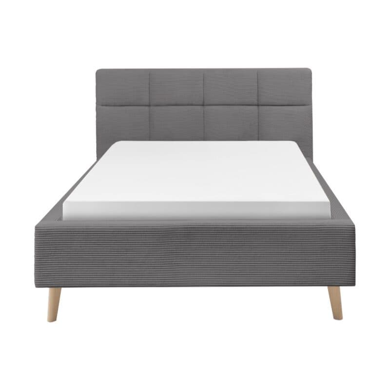 Set One Cary Polsterbett Bezug Cord Poso 22 grau und Holz eichefarbig - Freisteller frontal