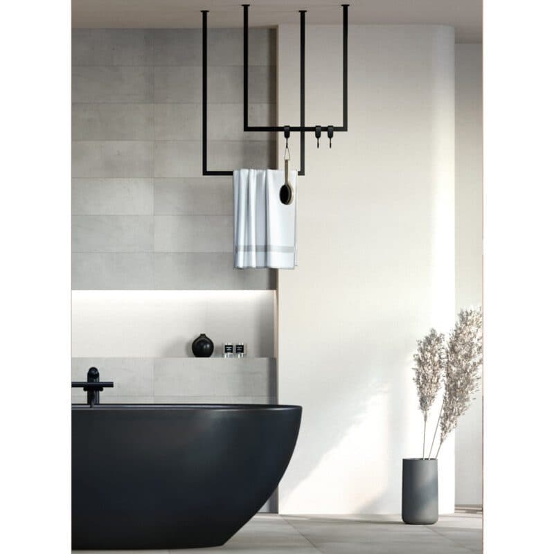 Metallbude Tensi Handtuchhalter aus Metall in Schwarz.