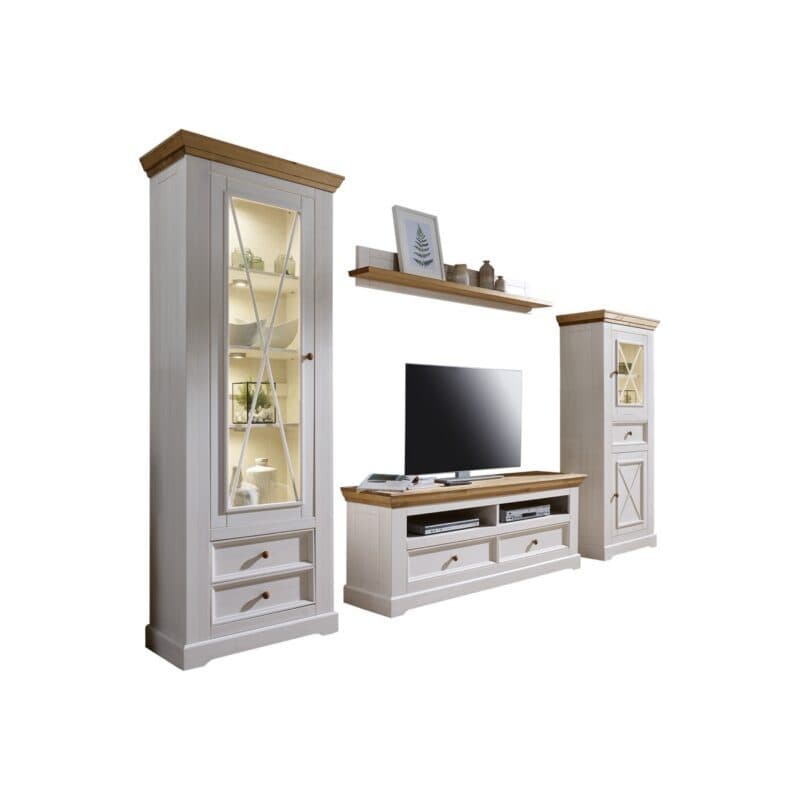 Liadomo Göteborg Wohnwand in Kiefer massiv Weiß gewachst.