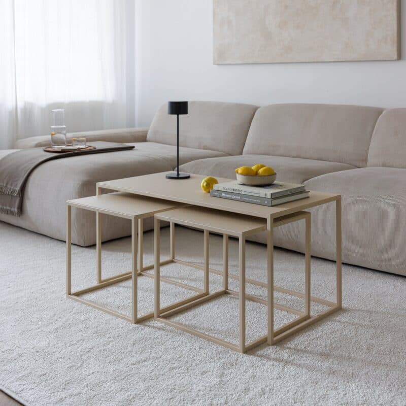 Metallbude Tre Semnia X 3-Satz Tisch in Cashew - Wohnbeispiel