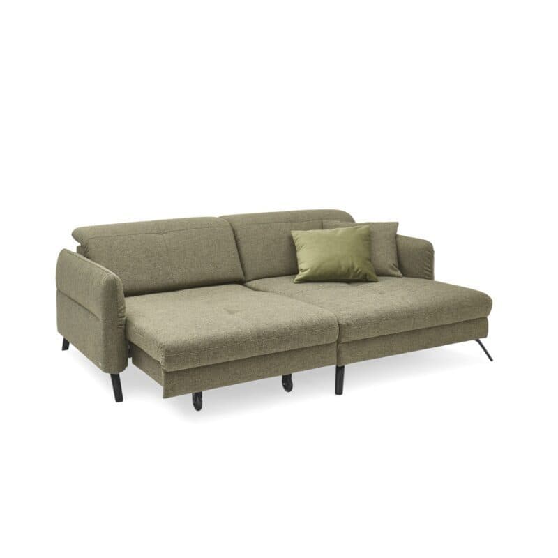 set one by Musterring SO 4400 Ecksofa in Bezug Amsterdam khaki - Ottomane rechts - Komfortvariante