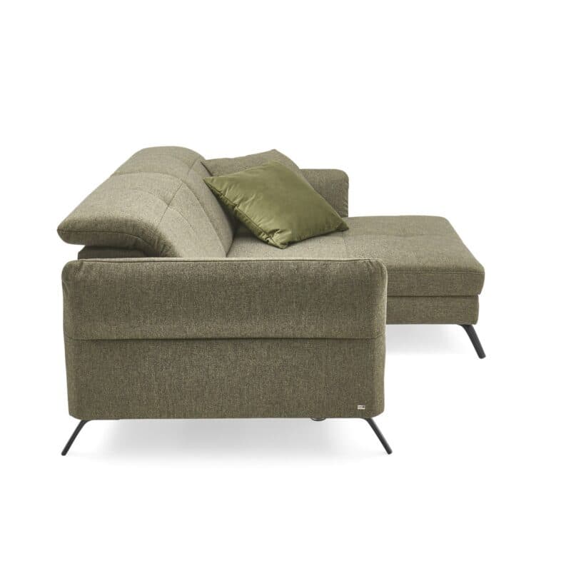 set one by Musterring SO 4400 Ecksofa in Bezug Amsterdam khaki - Ottomane rechts - Komfortvariante