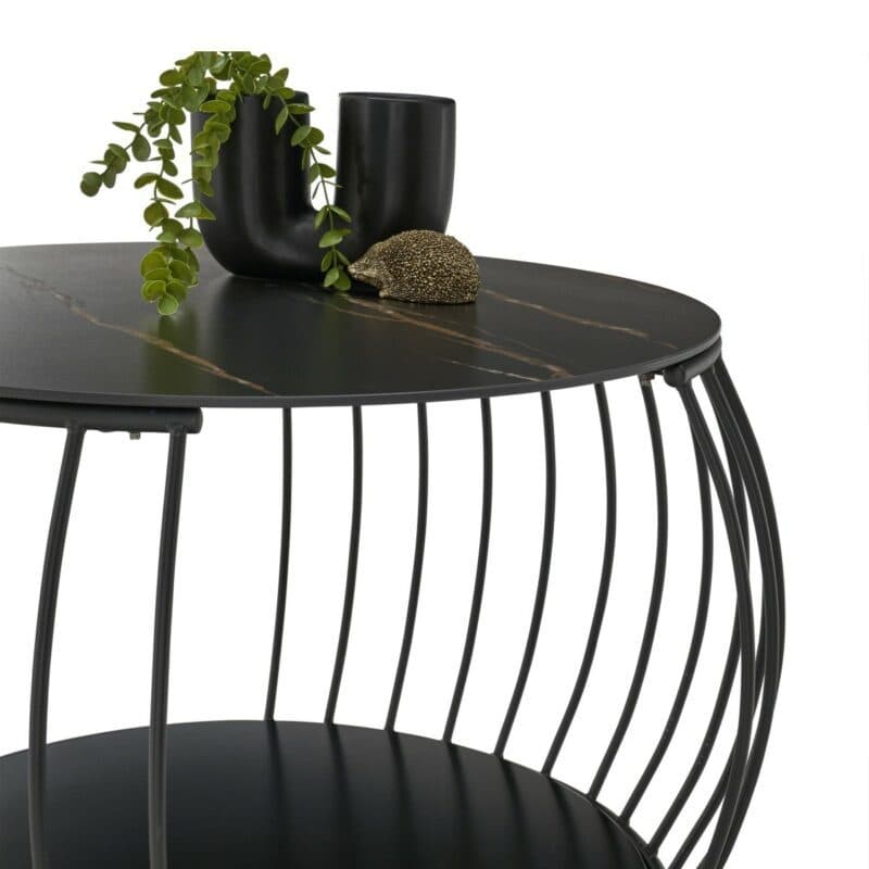 Trendstore Macau Couchtisch mit Platte aus gesintertem Stein und Rollen, klein - Detail