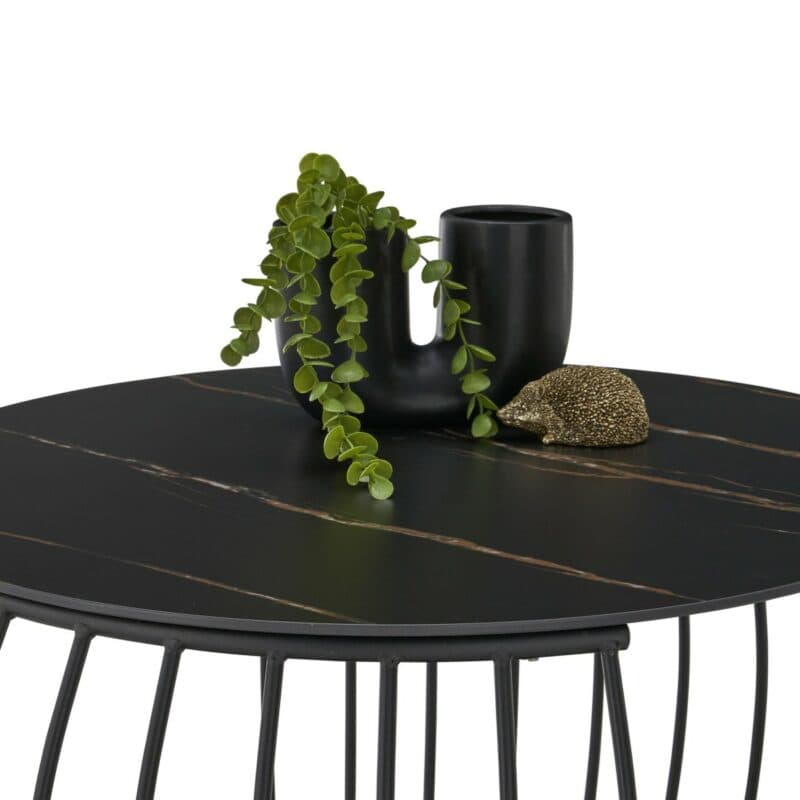 Trendstore Macau Couchtisch mit Platte aus gesintertem Stein und Rollen, klein - Detail