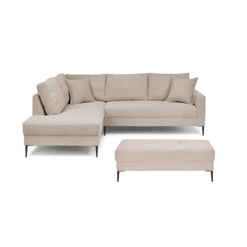 Trendstore Hilary Ecksofa in Bezug Cord Zoom mink, Ottomane links - inkl. Hocker
