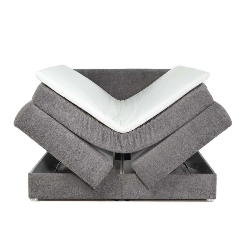 Trendstore Jillian Mix Boxspringbett in Bezug Bouclé 428/09 mittelgrau mit zwei Bettkästen