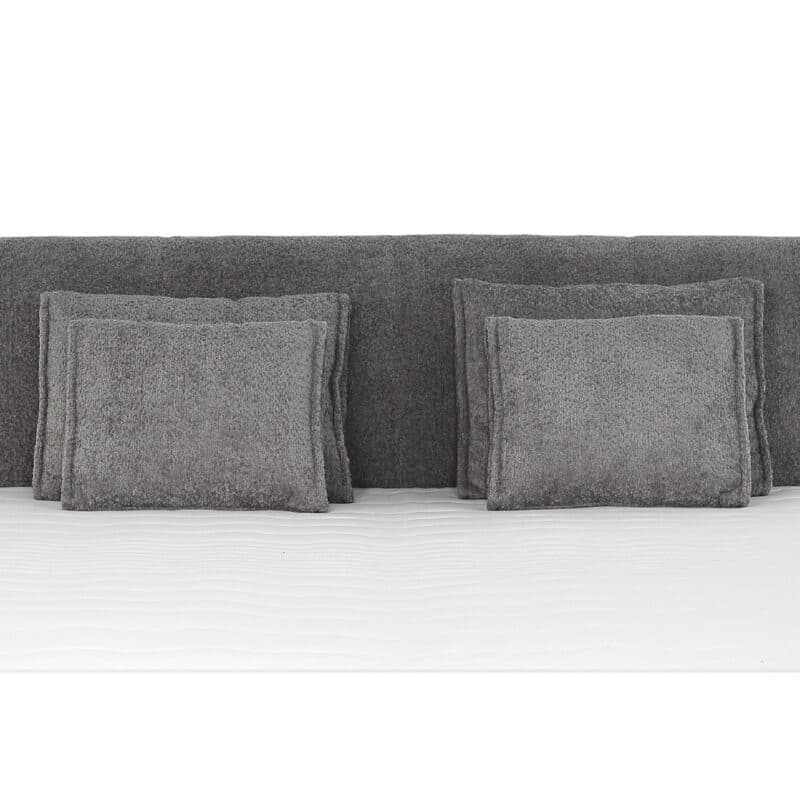 Trendstore Jillian Mix Boxspringbett in Bezug Bouclé 428/09 mittelgrau mit vier Zierkissen