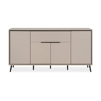 Liadomo Fona Sideboard mit vier Türen und einer Schublade in Beige mit Absetzungen in Schwarz - frontal