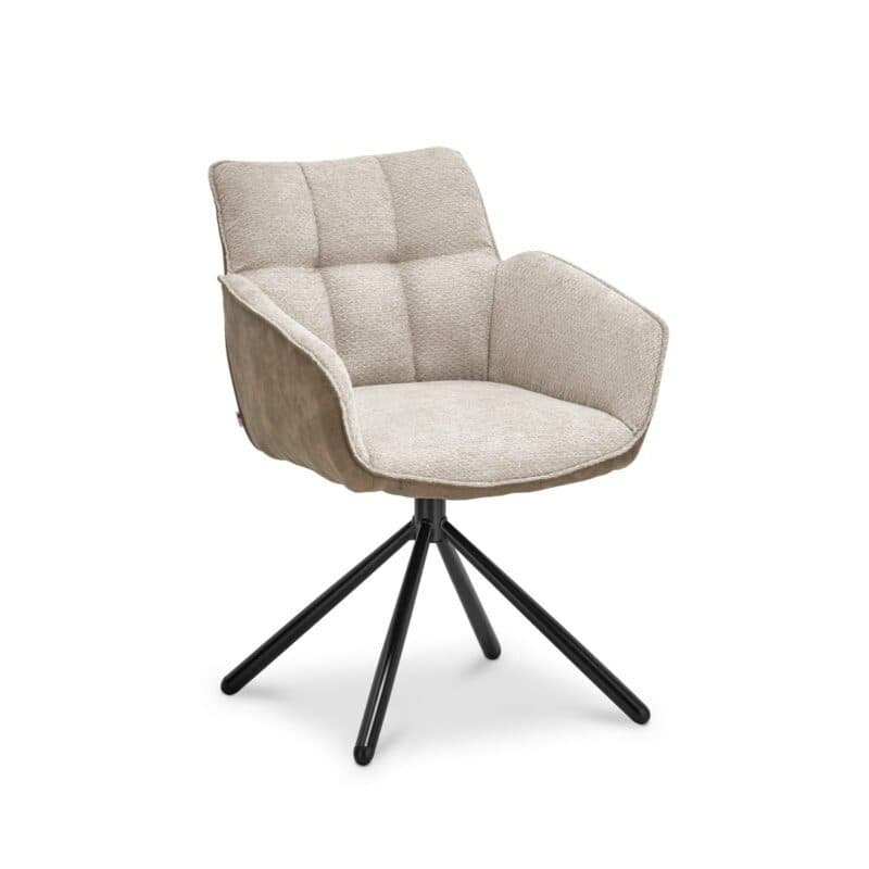 set one by Musterring Frisco Schalensessel in Bi-Color Bezug Cowboy taupe | Retro Bliss taupe mit Stativgestell