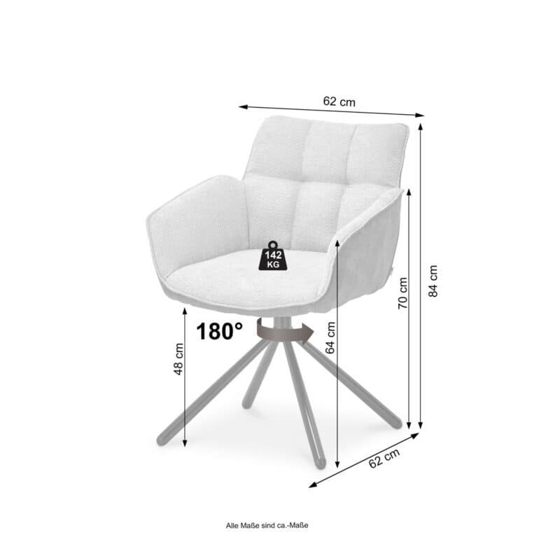 set one by Musterring Frisco Schalensessel in Bi-Color Bezug Cowboy taupe | Retro Bliss taupe mit Stativgestell – Skizze Maße