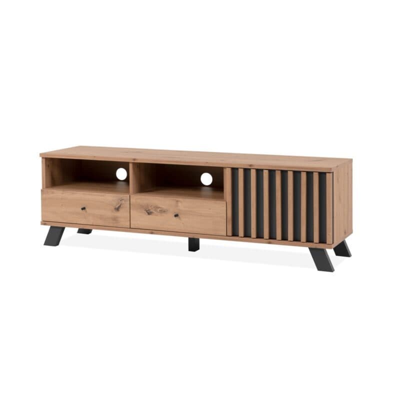 Liadomo Sideboard mit 3 Türen und 4 Schubladen in Eiche Artisan Nachbildung mit Abs. Dekor anthrazit